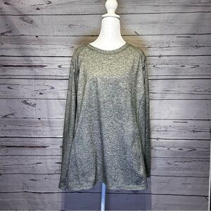 Zuda Women’s Size 3X Long Sleeve Top | Heather Gray Lightweight Stretch Shirt